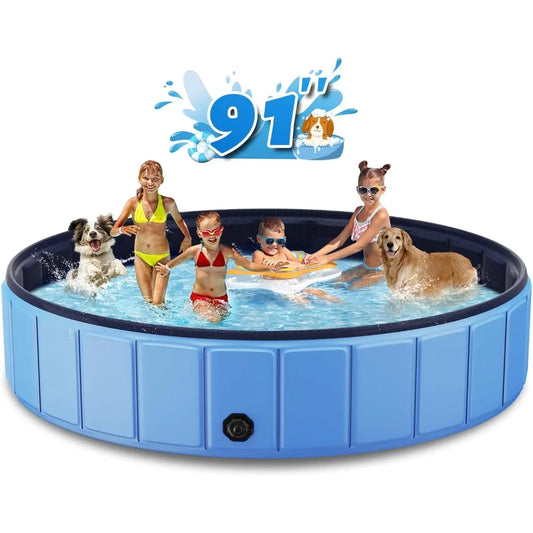 Foldable dog Pool, super size foldable hard plastic portable tub for pet dog children's pool indoor and outdoor leak-proof PVC