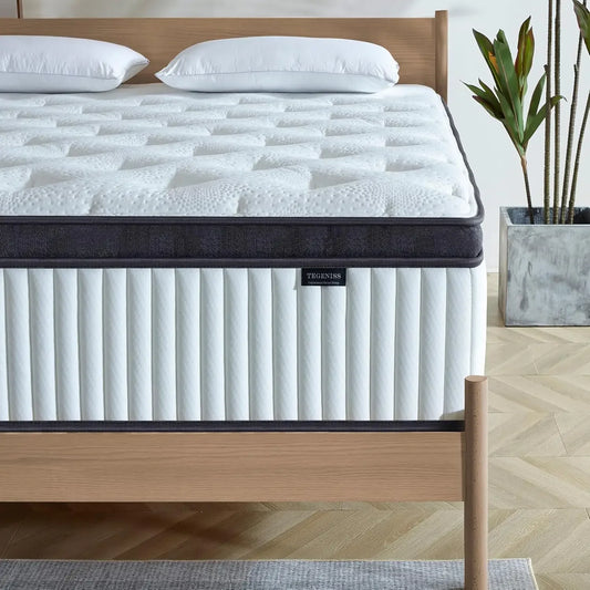 King Size Mattress 12 Inch Innerspring Hybrid Mattress in a Box with Gel Memory Foam Individually Wrapped Encased Coil Pocket Sp