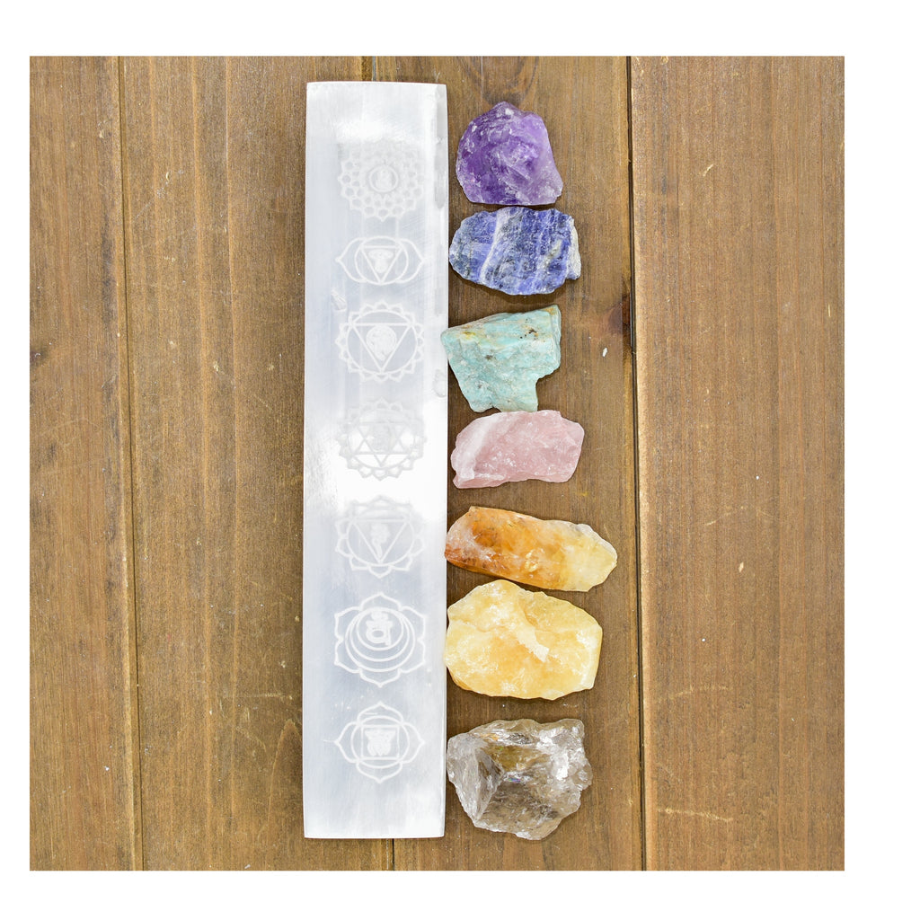 Selenite 7 Chakra Bar For Crystals | DC-Whyte Quartz