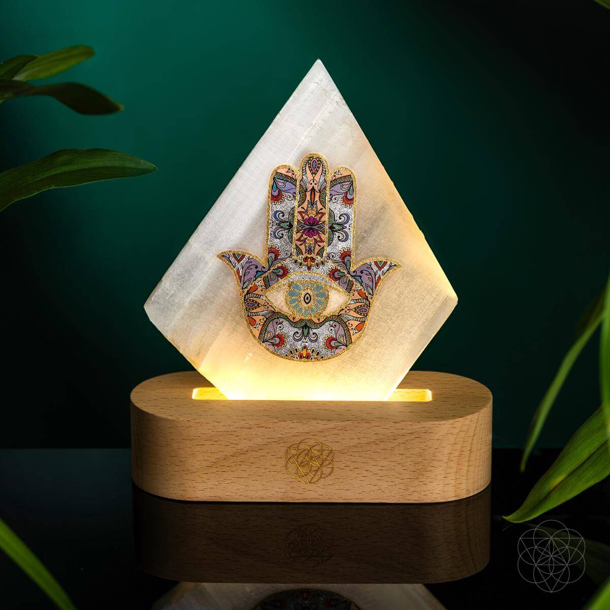 Selenite Mood Lamp With Wooden Base | Conscious Items