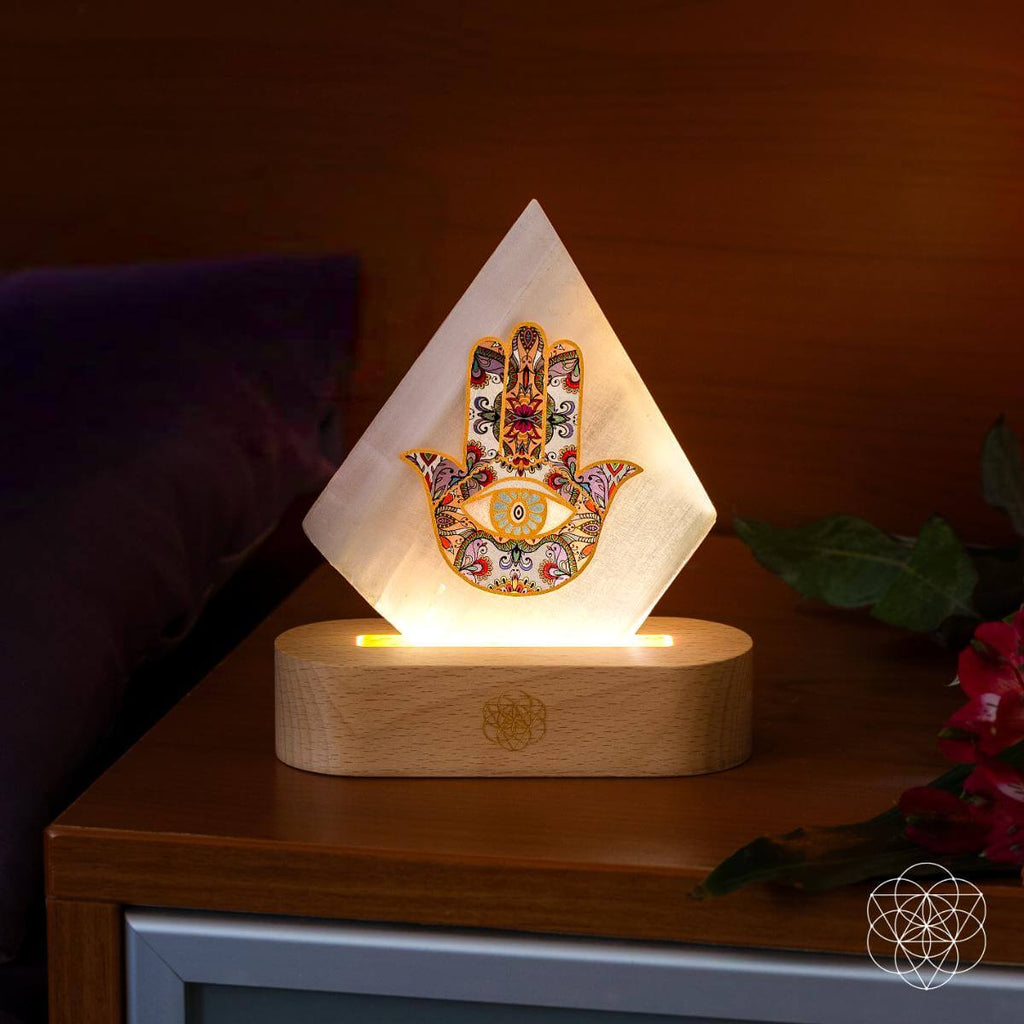 Selenite Mood Lamp With Wooden Base | Conscious Items
