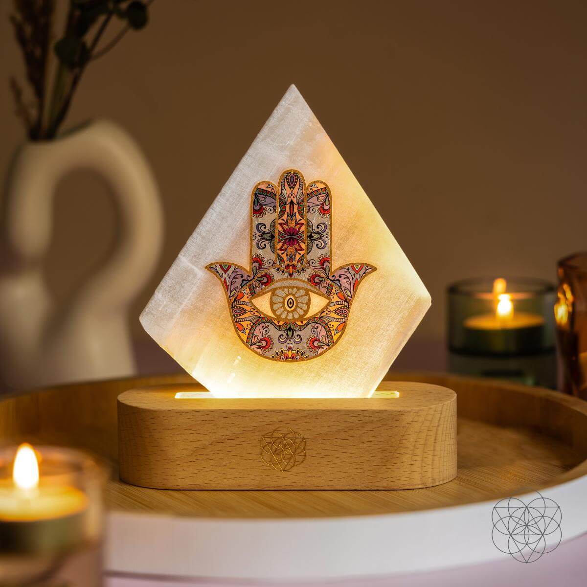 Selenite Mood Lamp With Wooden Base | Conscious Items