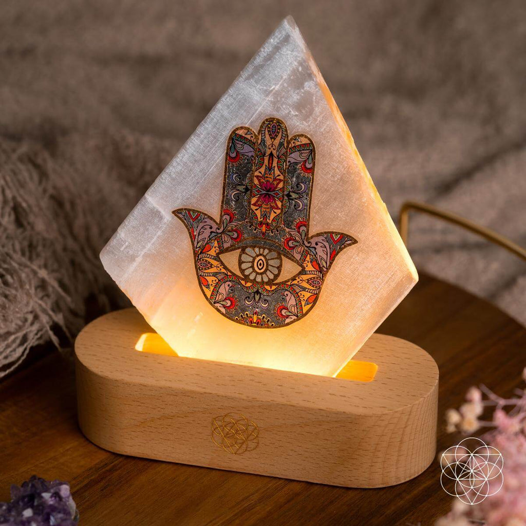 Selenite Mood Lamp With Wooden Base | Conscious Items