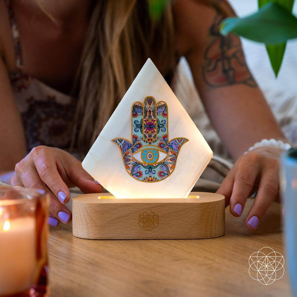 Selenite Mood Lamp With Wooden Base | Conscious Items