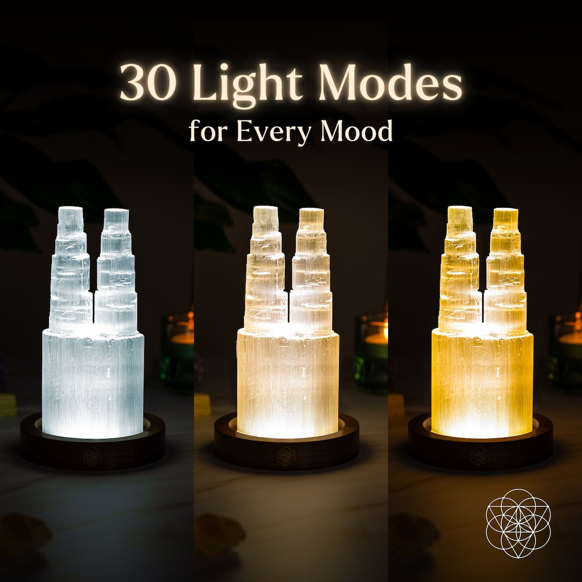 Selenite Twin-Tower Lamp Ambient Glow | Conscious Items
