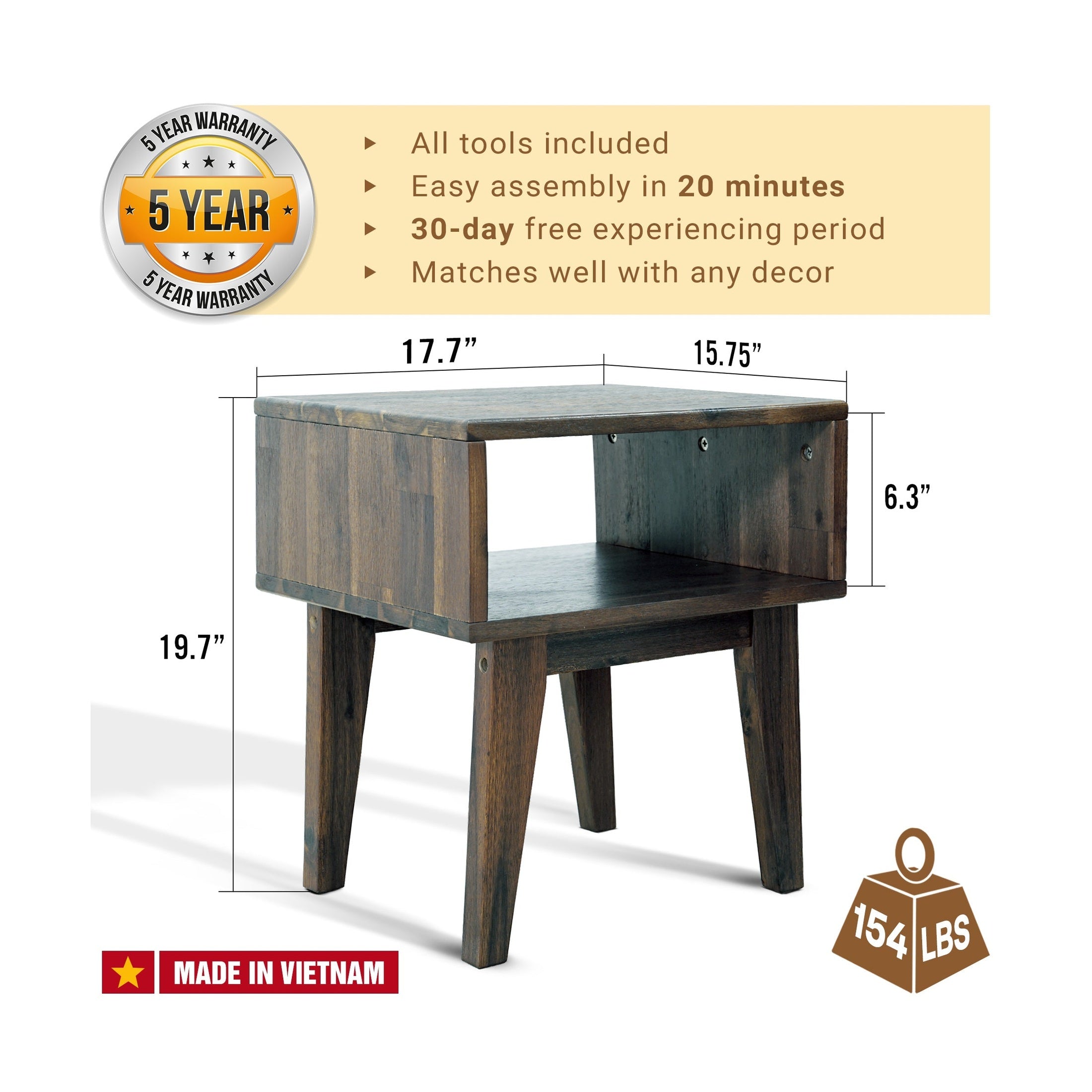 Serena Solid Wood Nightstand