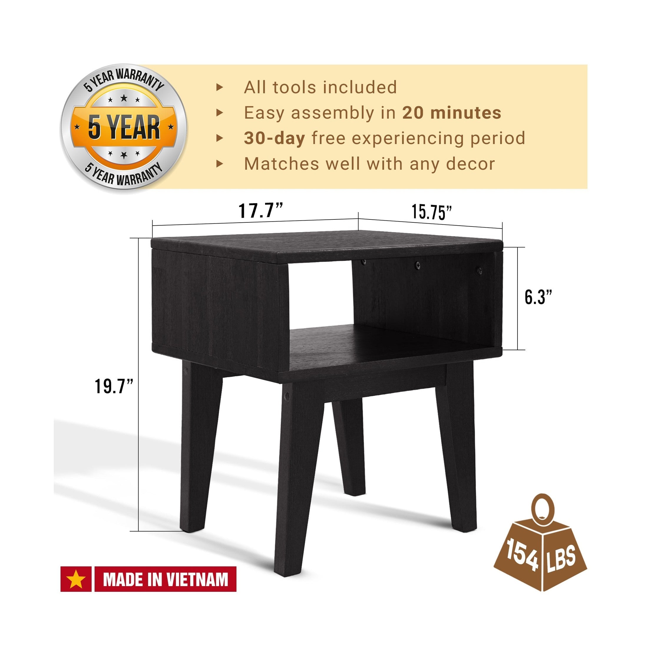 Serena Solid Wood Nightstand