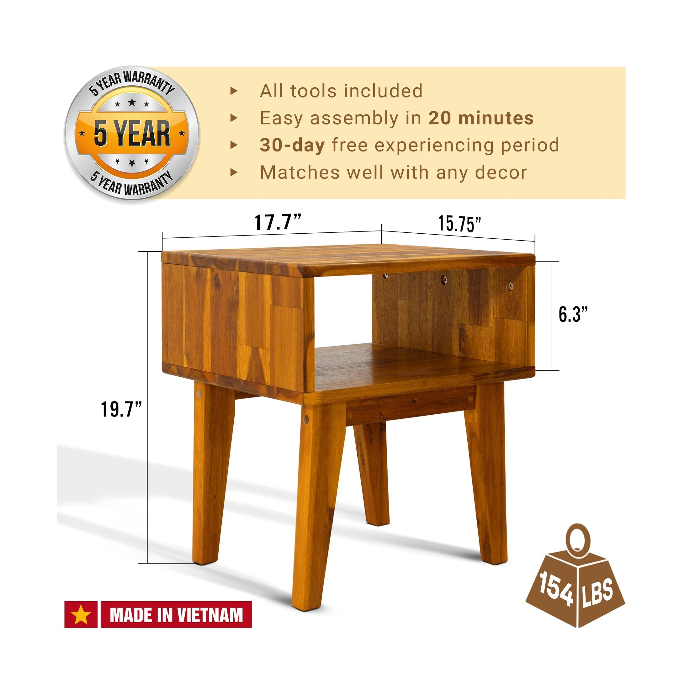Serena Solid Wood Nightstand