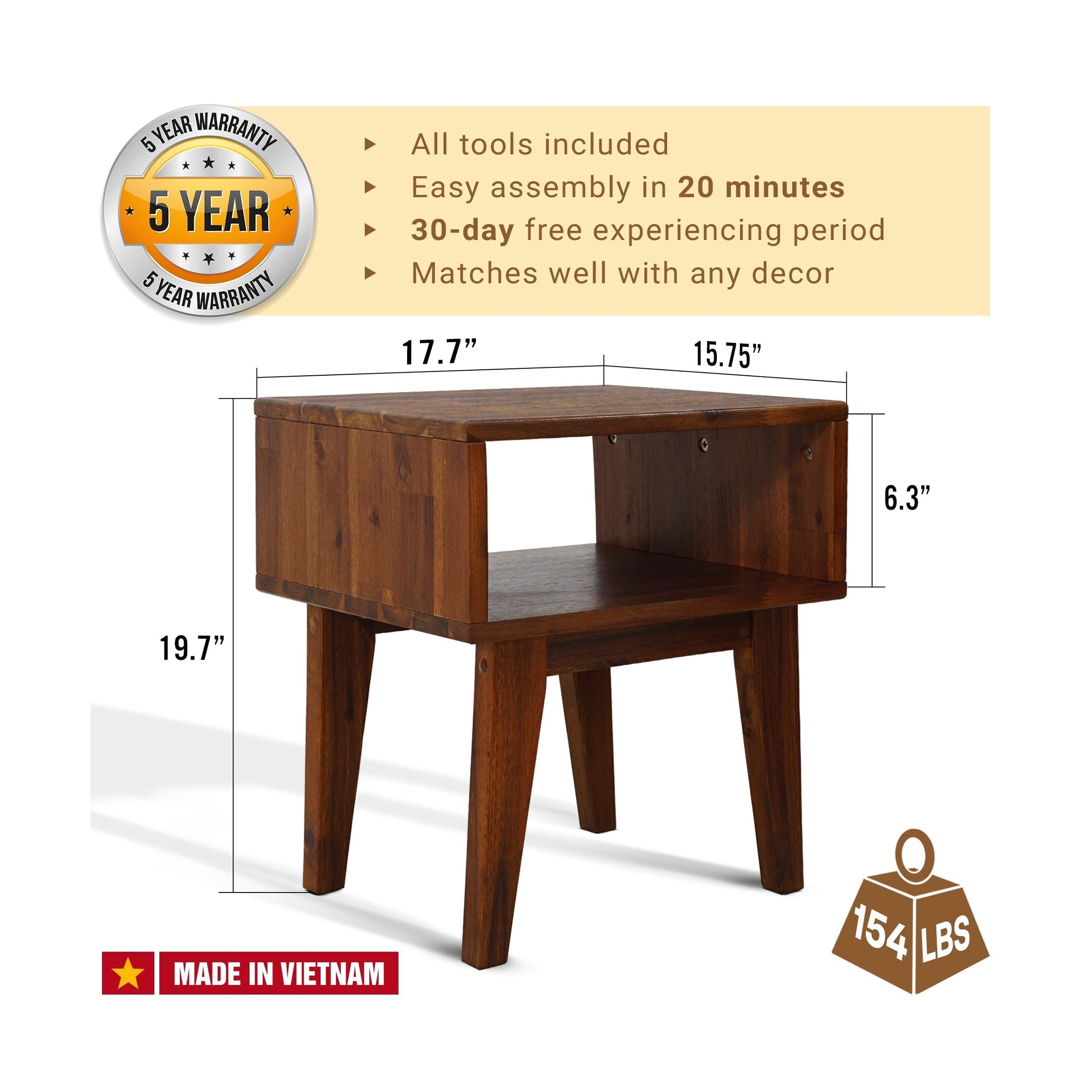 Serena Solid Wood Nightstand