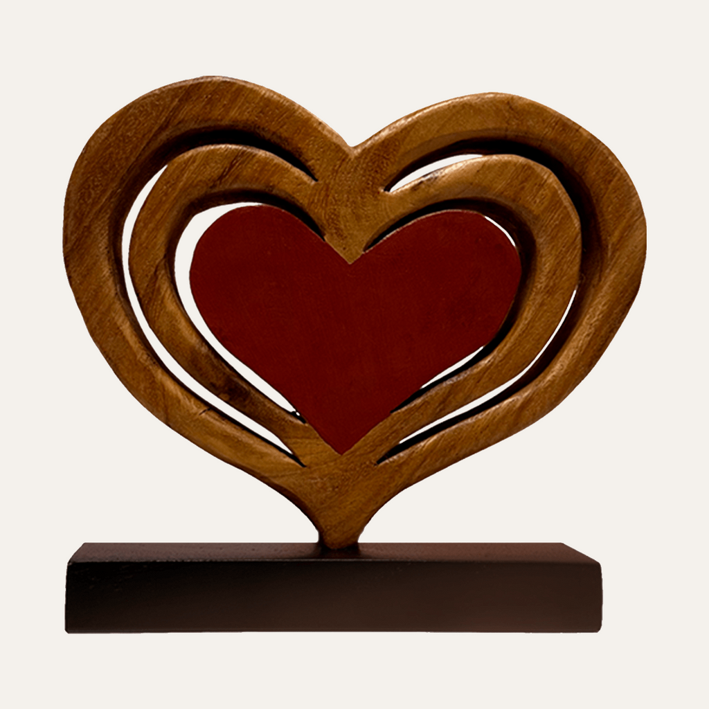Serene Hearts – Handmade Wooden Sculpture, Elegant Home Decor