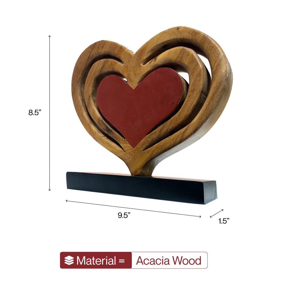 Serene Hearts – Handmade Wooden Sculpture, Elegant Home Decor