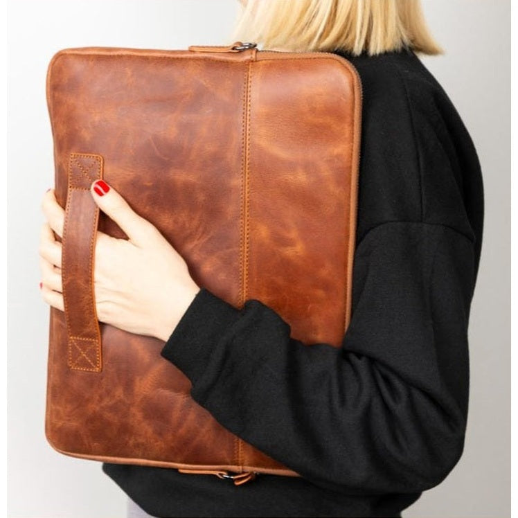Seward Leather Laptop Bag with Shoulder Strap - MacBook Sleeve 14" & 16"