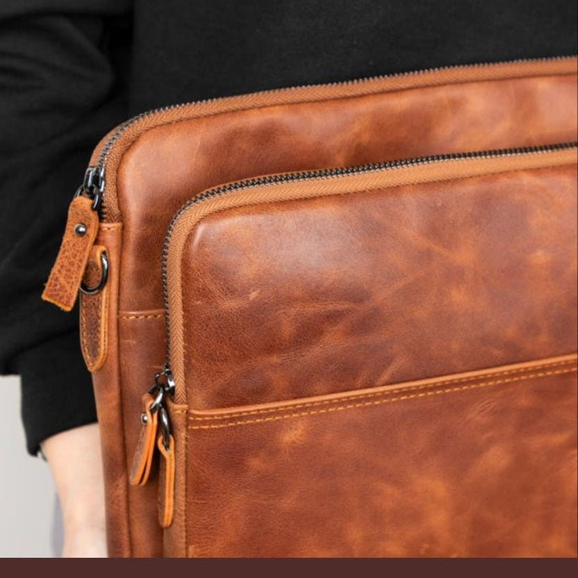 Seward Leather Laptop Bag with Shoulder Strap - MacBook Sleeve 14" & 16"