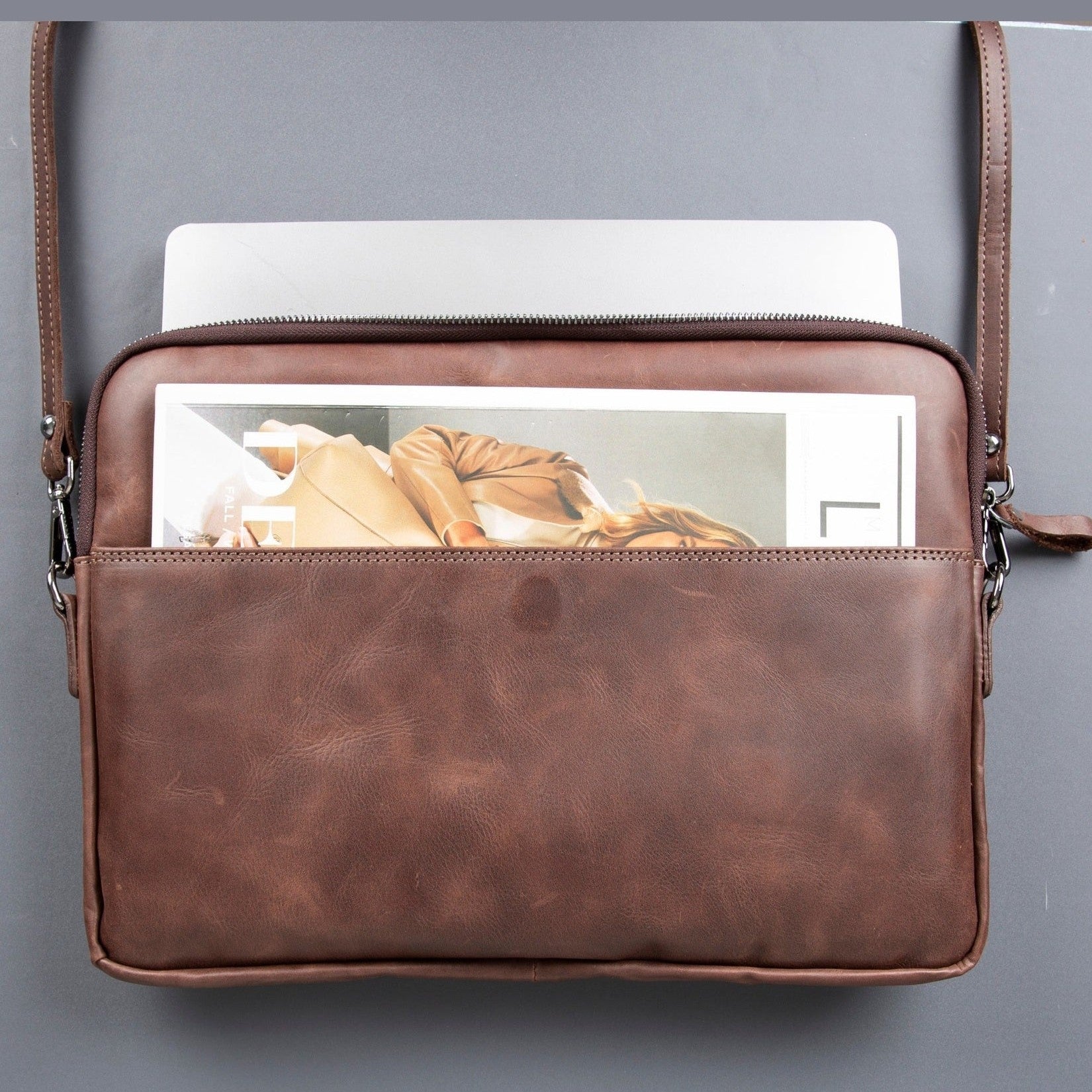 Seward Leather Laptop Bag with Shoulder Strap - MacBook Sleeve 14" & 16"