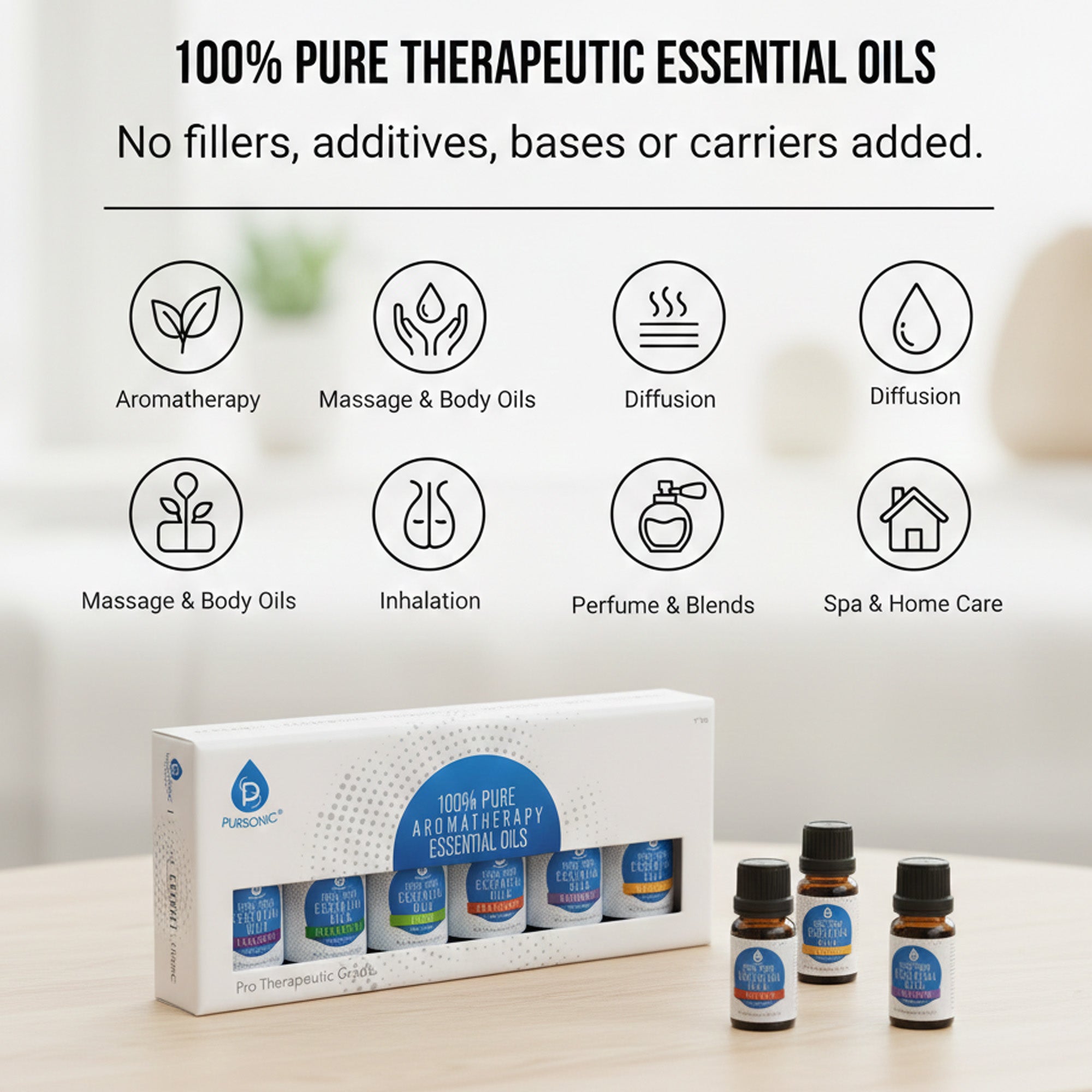 Six-Pack Pure Essential Oils Kit Assorted | DC-PURSONIC