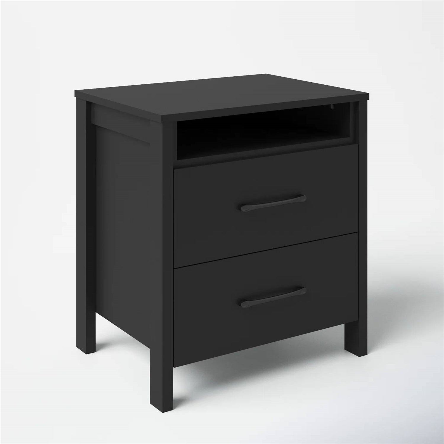 Sleek Solid Wood Nightstand Two-Drawer | HomePacific