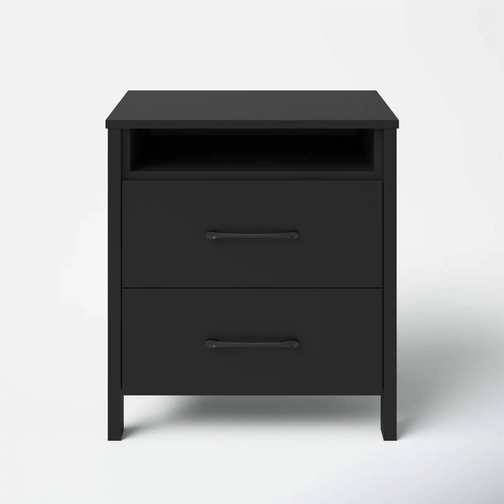 Sleek Solid Wood Nightstand Two-Drawer | HomePacific