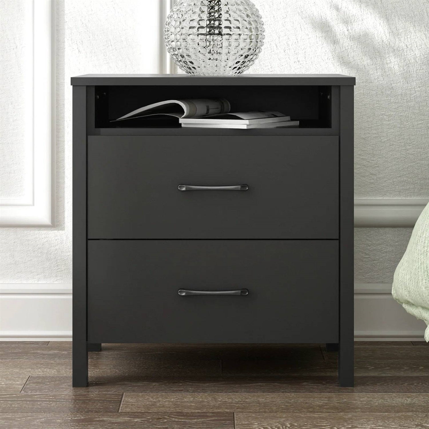 Sleek Solid Wood Nightstand Two-Drawer | HomePacific