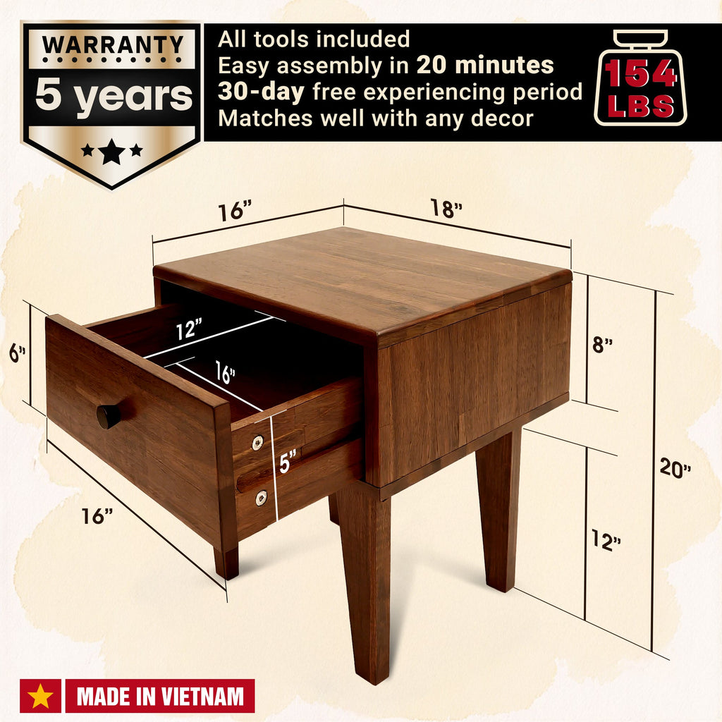 Sofia Solid Wood Nightstand