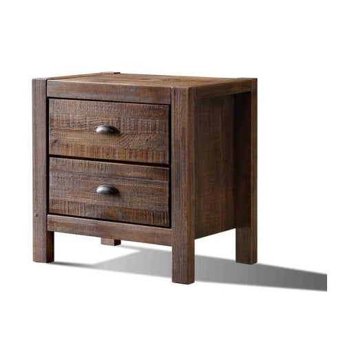 Solid Pine Rustic Nightstand 2-Drawer | HomePacific