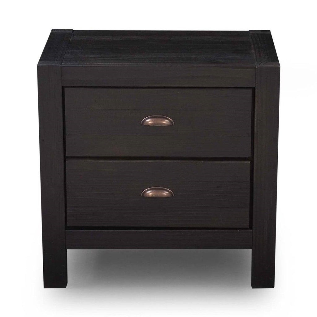 Solid Pine Wood Rustic Nightstand 2-Drawer | HomePacific