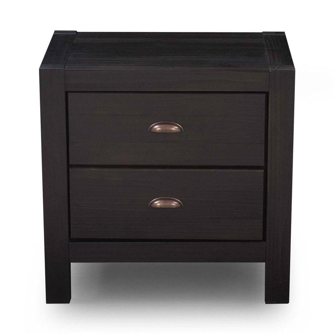 Solid Pine Wood Rustic Nightstand 2-Drawer | HomePacific