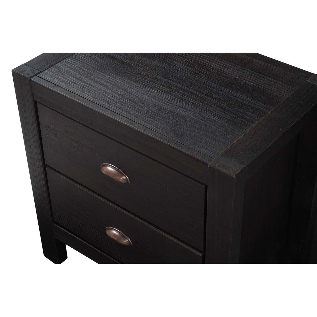 Solid Pine Wood Rustic Nightstand 2-Drawer | HomePacific