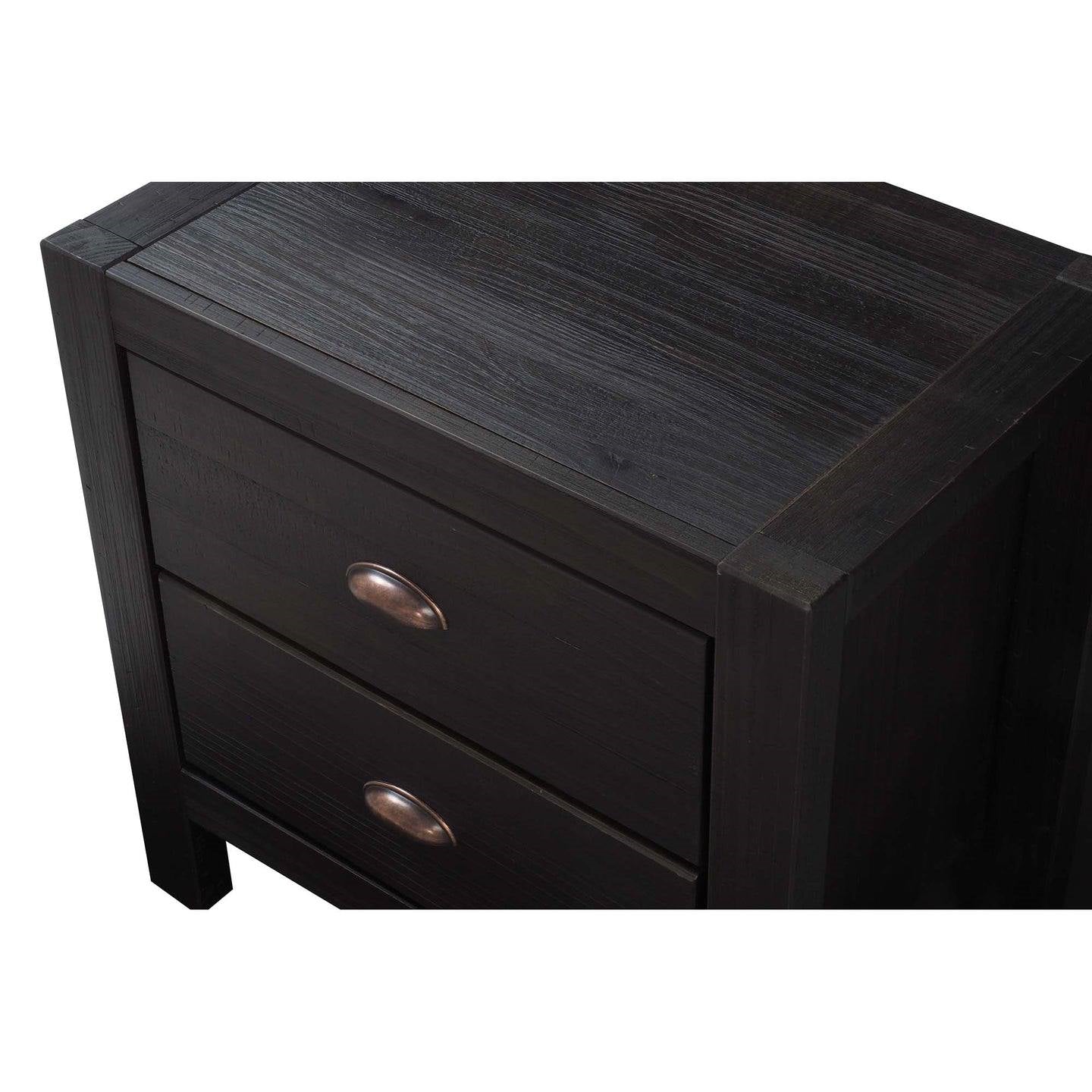 Solid Pine Wood Rustic Nightstand 2-Drawer | HomePacific