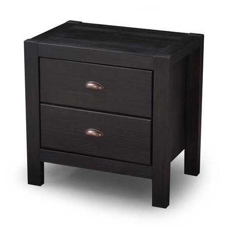 Solid Pine Wood Rustic Nightstand 2-Drawer | HomePacific