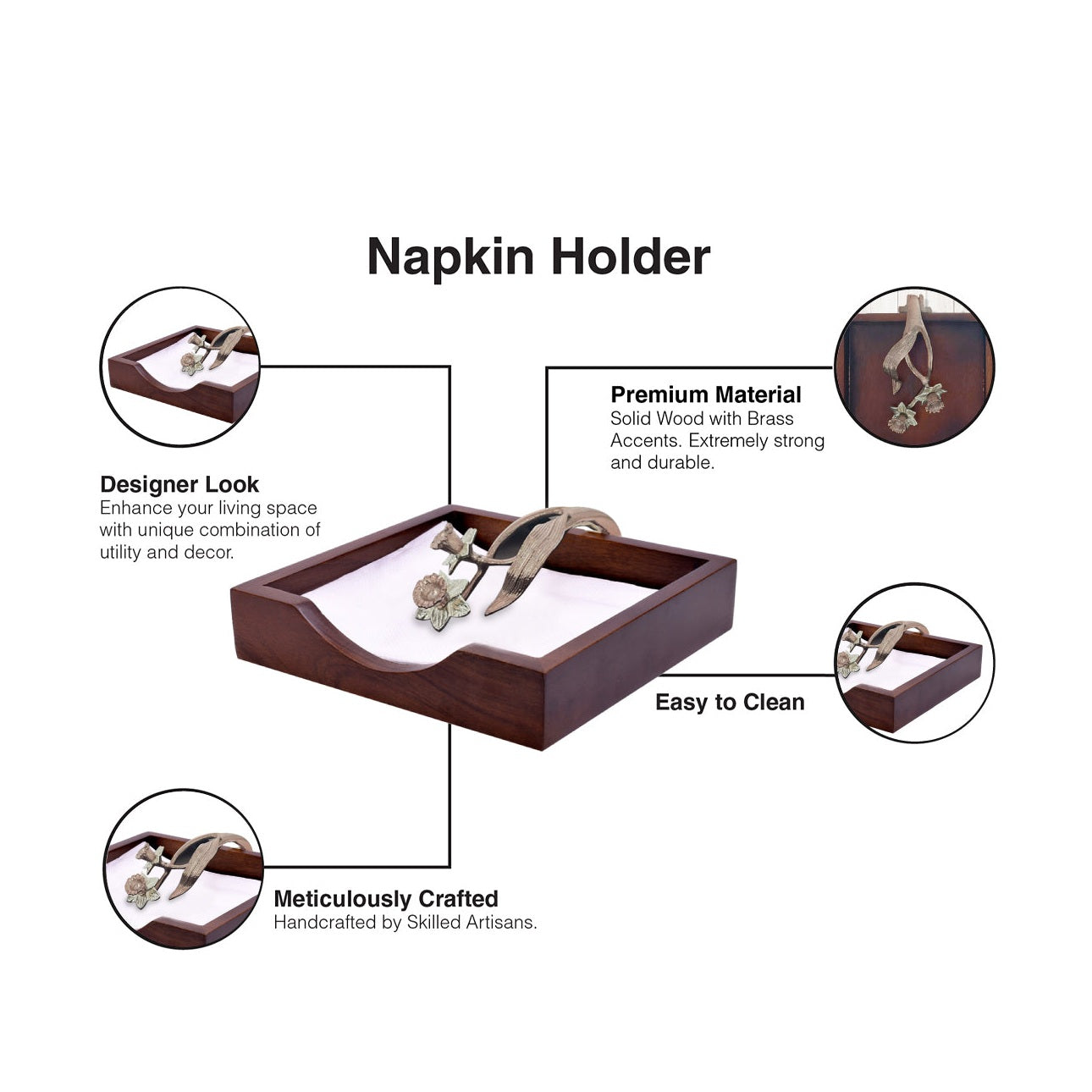 Solid Wood Napkin Holder Elegant Display | Decozen