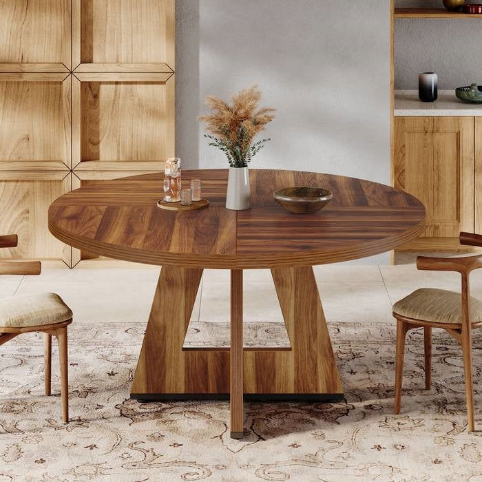 Solid Wood Round Table | Adds Rustic Charm To Dining Room by HomePacific