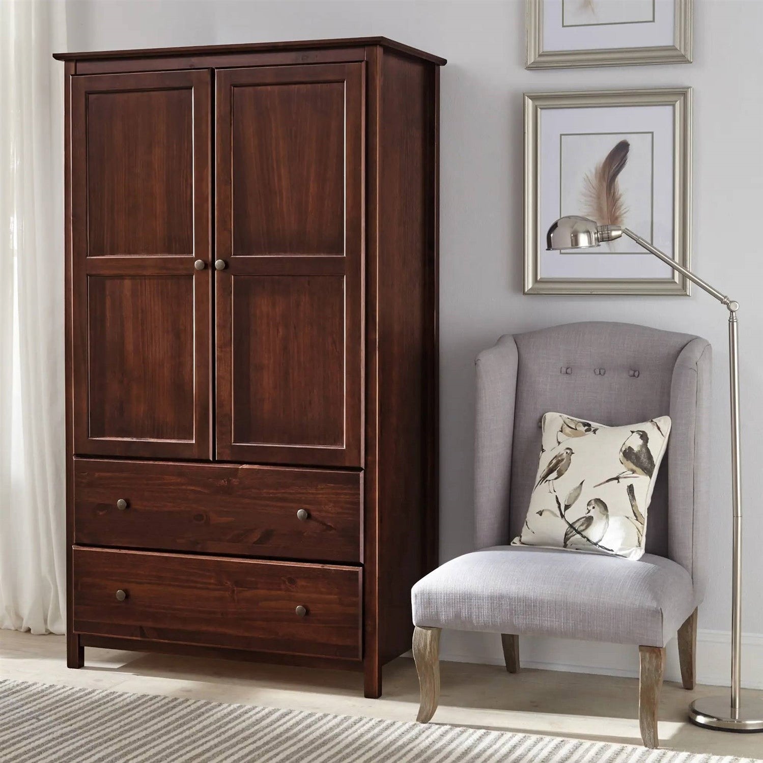 Solid Wood Wardrobe Cabinet Hanging Bar | Premium Solid Wood by HomePacific