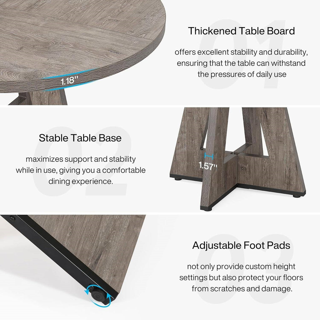 Solid Wooden Round Dining Table | Durable Rustic Dining by HomePacific