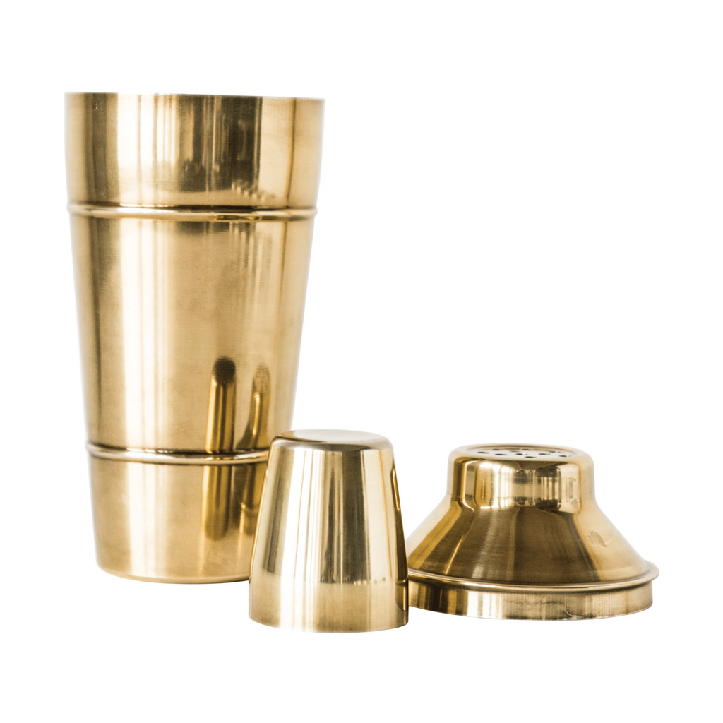 Stainless Steel Cocktail Shaker with Brass Finish