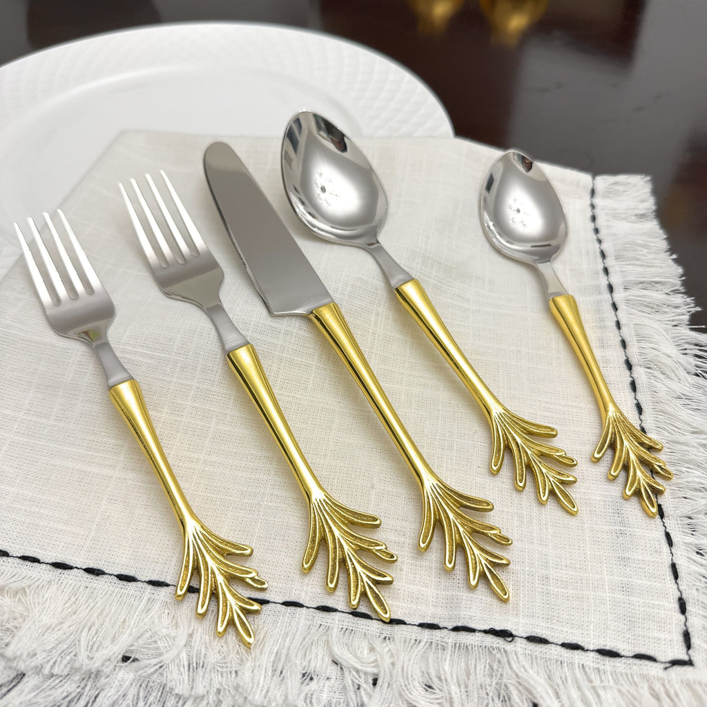 Stainless Steel Flatware Leaf Style Luxury | Vibhsa
