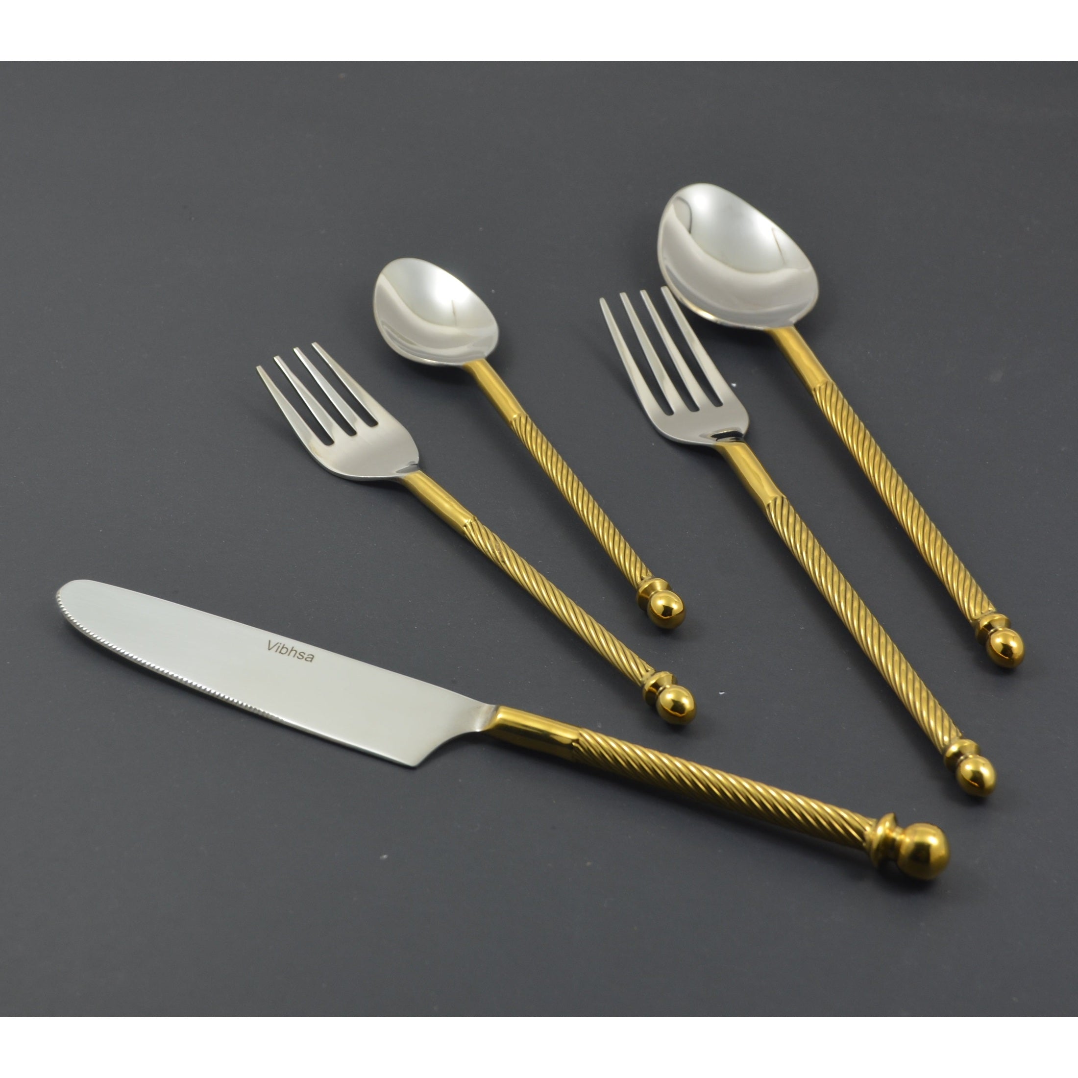 Stainless Steel Flatware set of 20 Pieces Golden