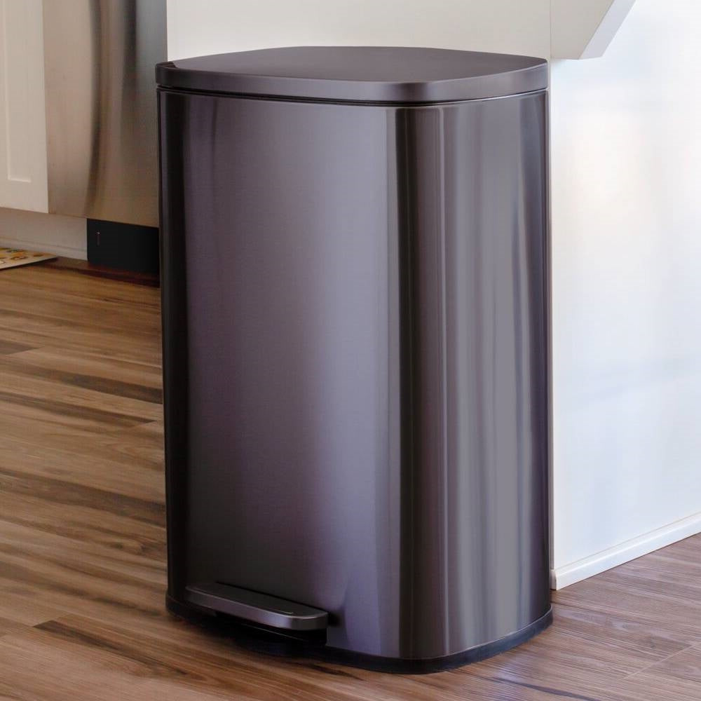 Stainless Steel Kitchen Trash Can With Step Lid Fingerprint Resistant by HomePacific