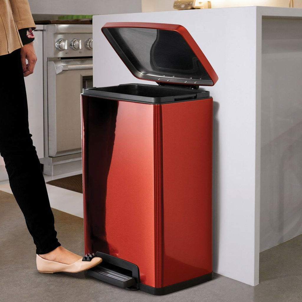 Stainless Steel Kitchen Trash Can With Step Lid Satin Finish by HomePacific