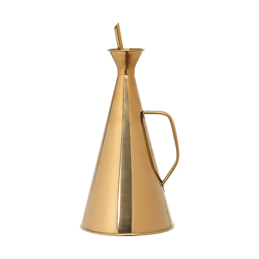 Stainless Steel Oil Cruet with Gold Finish