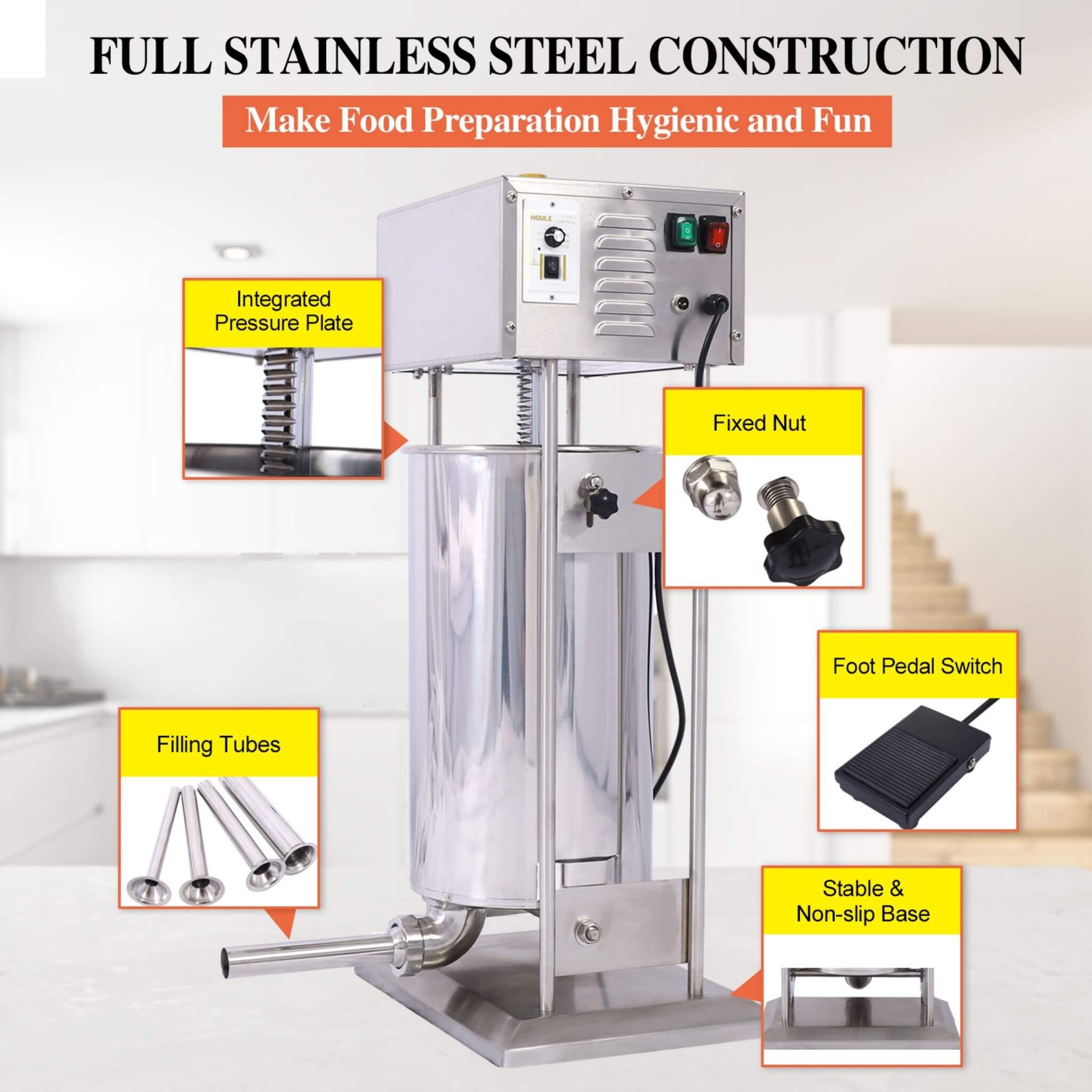 Stainless Steel Sausage Stuffer Electric | SAKSBY WHOLESALE