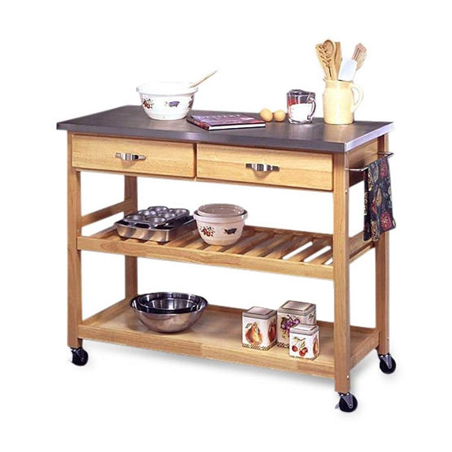 Stainless Steel Top Kitchen Cart With Locking Wheels by HomePacific