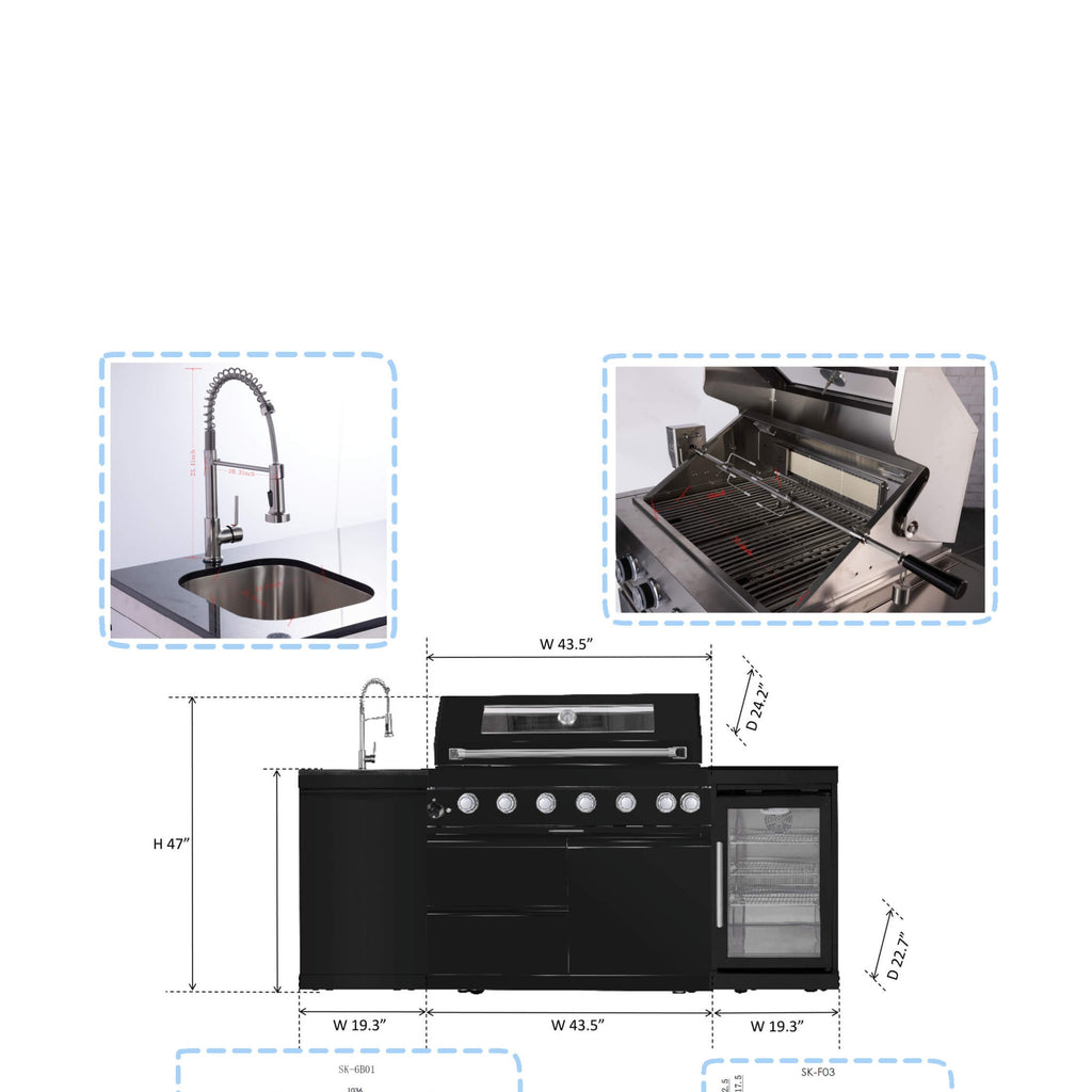 Stainless-Steel UltraPremium 85KBTU OutdoorKitchen BBQIsland System | SAKSBY WHOLESALE