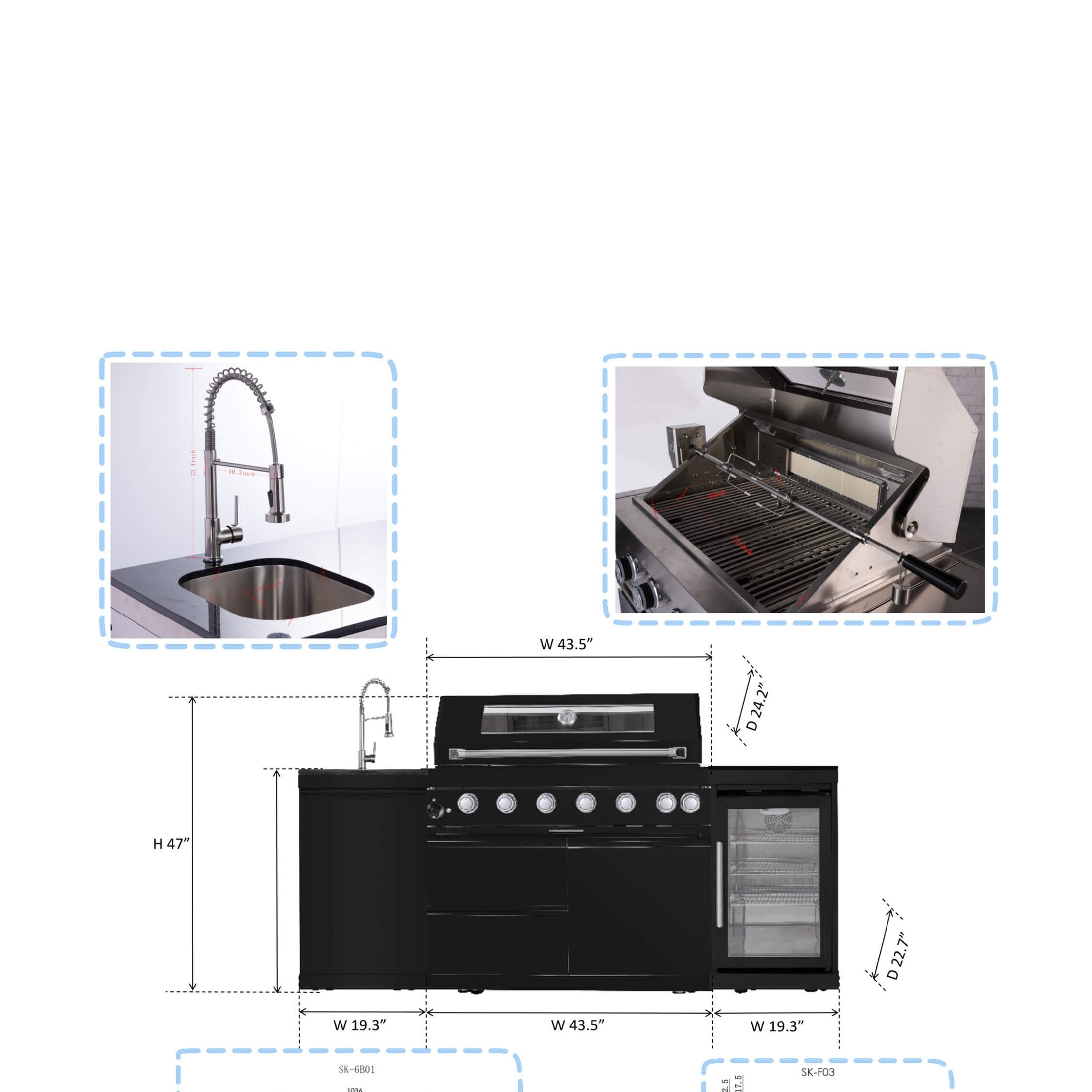 Stainless-Steel UltraPremium 85KBTU OutdoorKitchen BBQIsland System | SAKSBY WHOLESALE