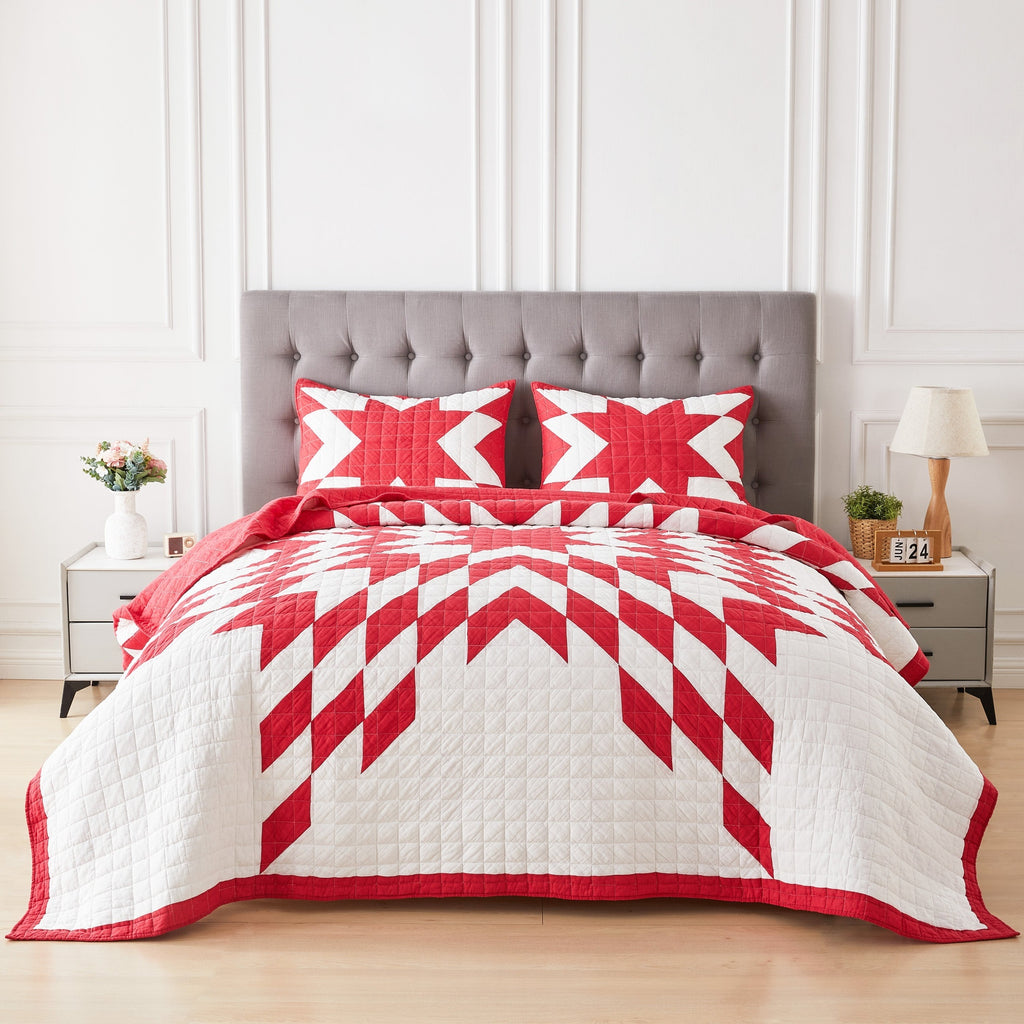 Star Patch Patchwork Cotton Quilt Set by Mélange Home