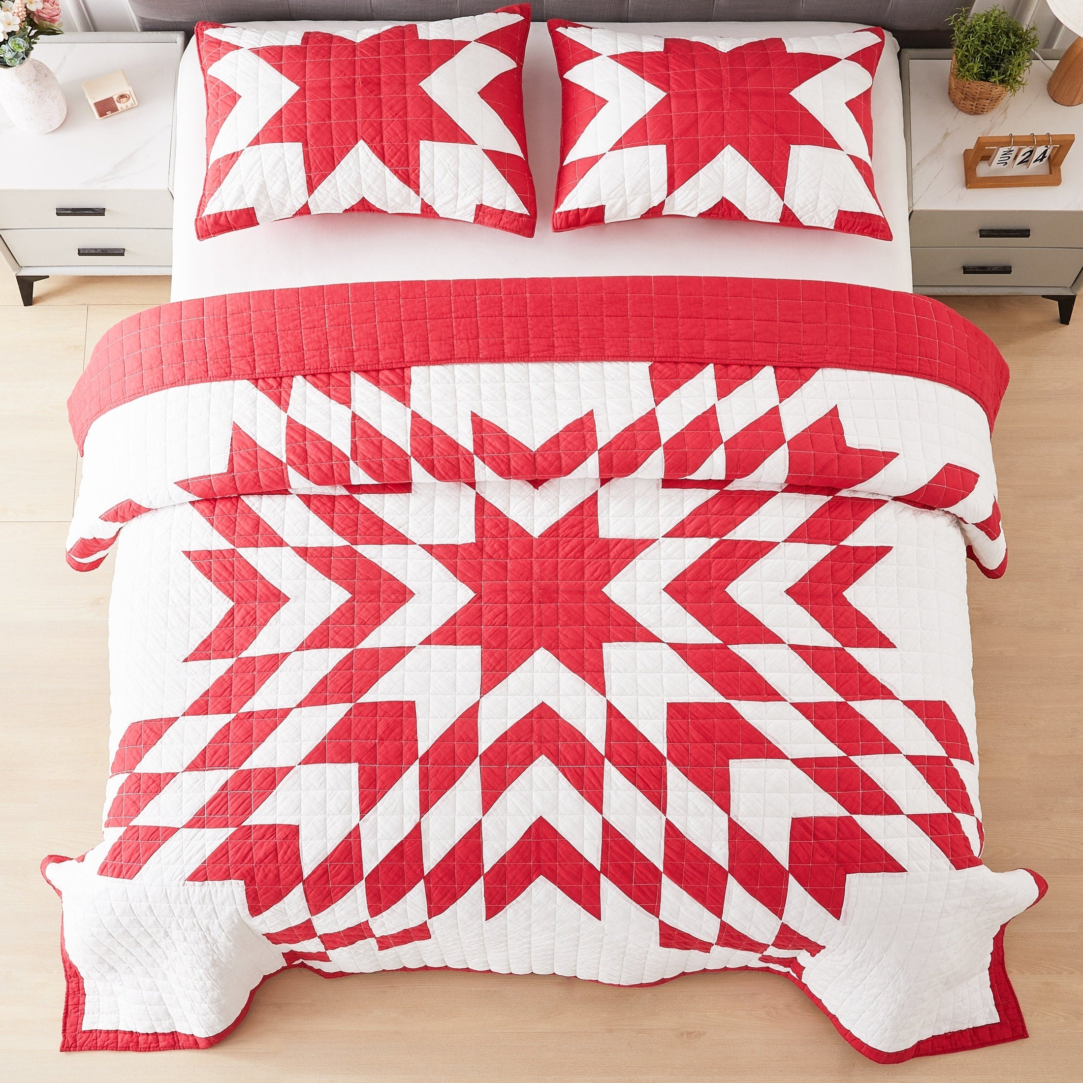 Star Patch Patchwork Cotton Quilt Set by Mélange Home