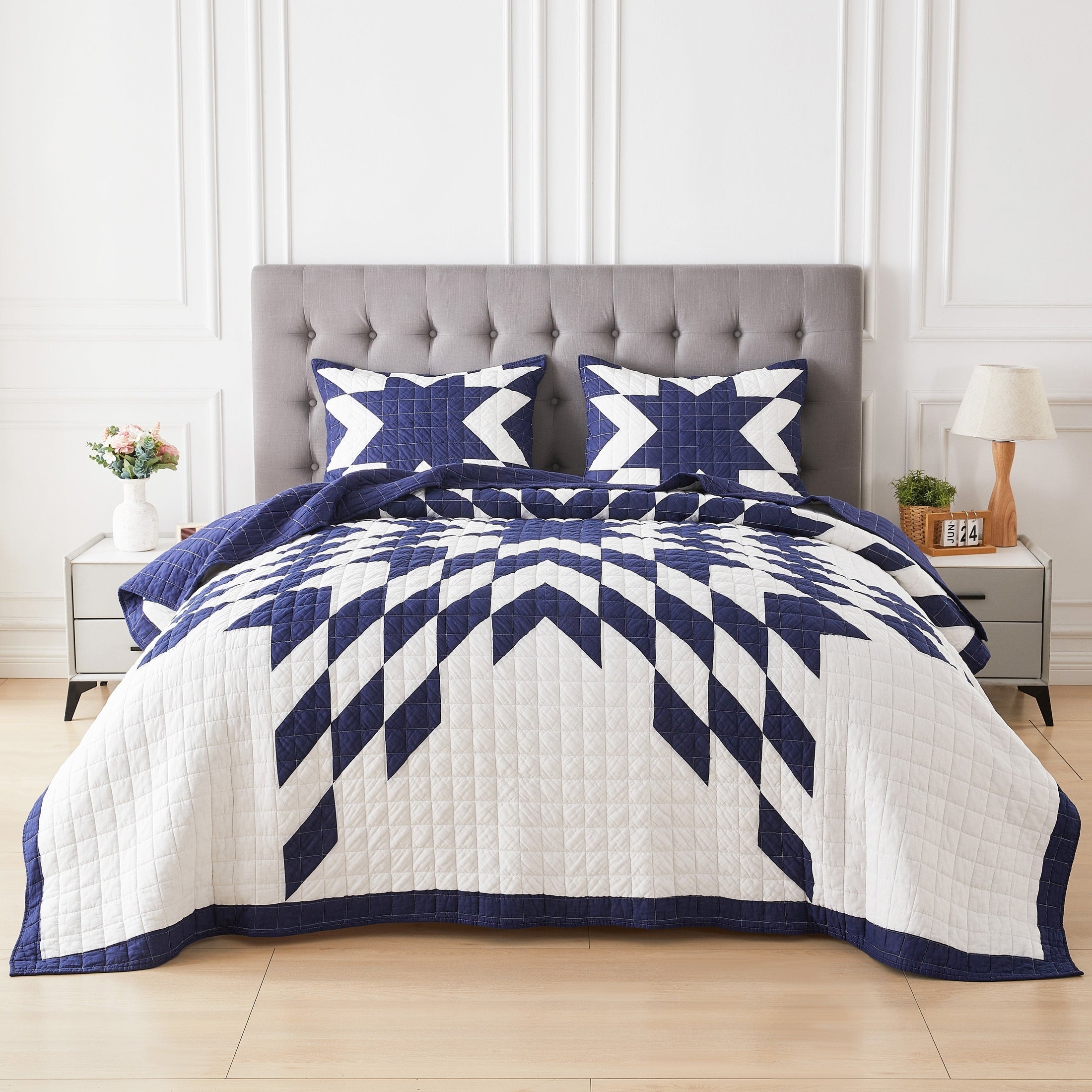 Star Patch Patchwork Cotton Quilt Set by Mélange Home