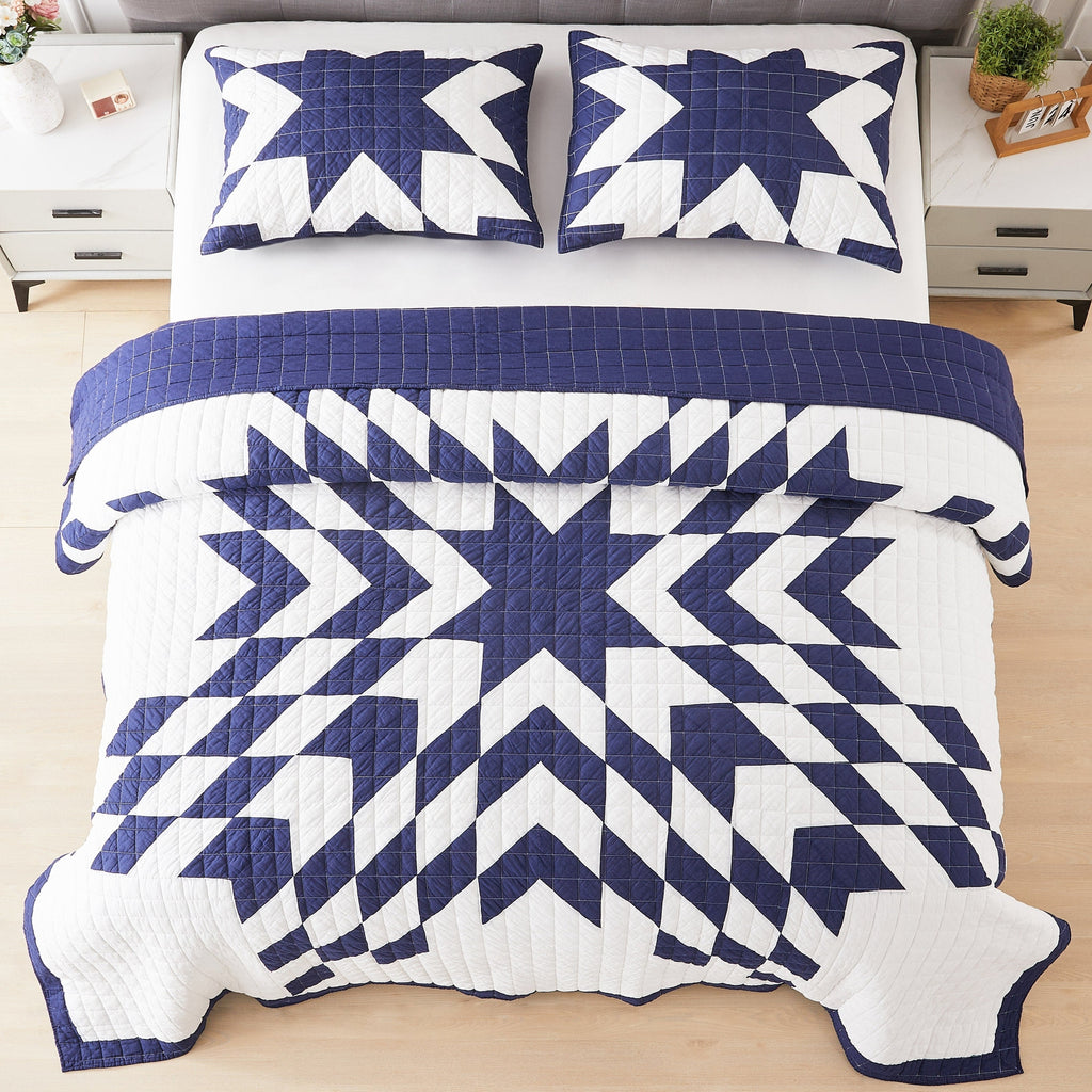 Star Patch Patchwork Cotton Quilt Set by Mélange Home