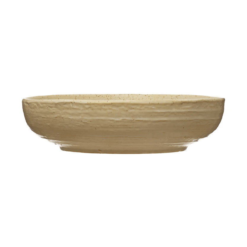 Stoneware Bowl with Reactive Glaze, Speckled Cream Color