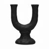 Stoneware Double Taper Candle Holder in Chocolate