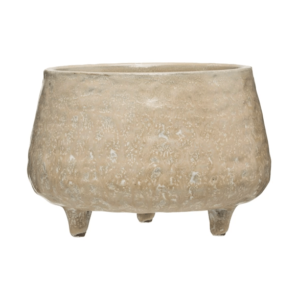 Stoneware Footed Planter with Glazed Finish